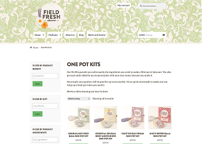 Field Fresh Skincare e-commerce website design products page on desktop