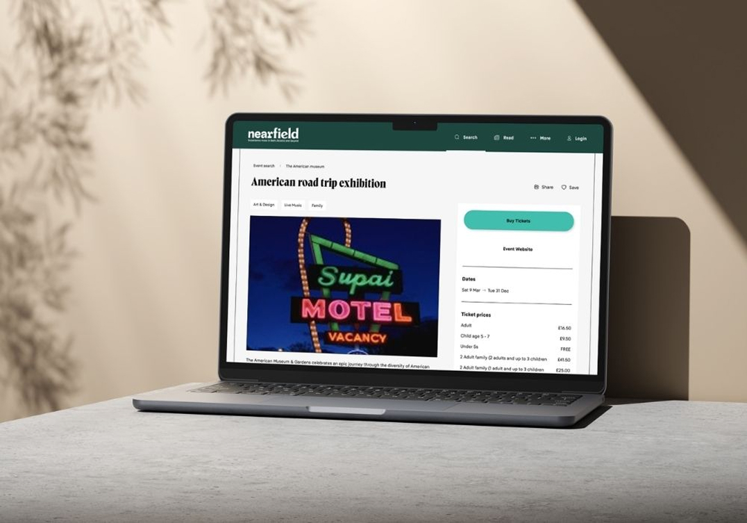 nearfield website design event page on desktop