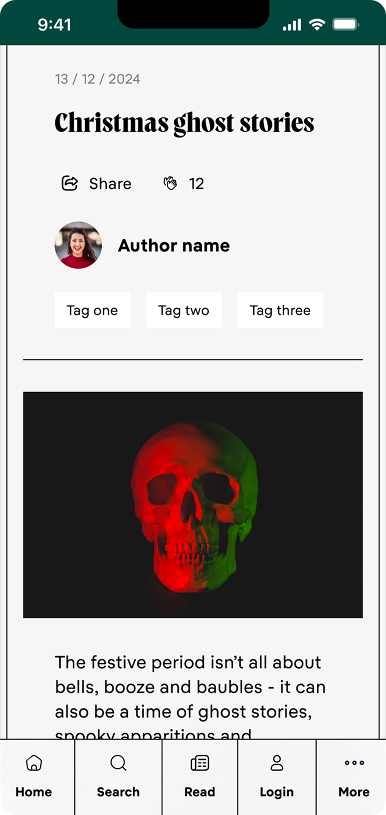 nearfield website design article page on mobile