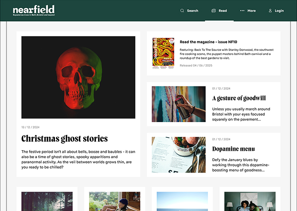 nearfield website design articles page on desktop
