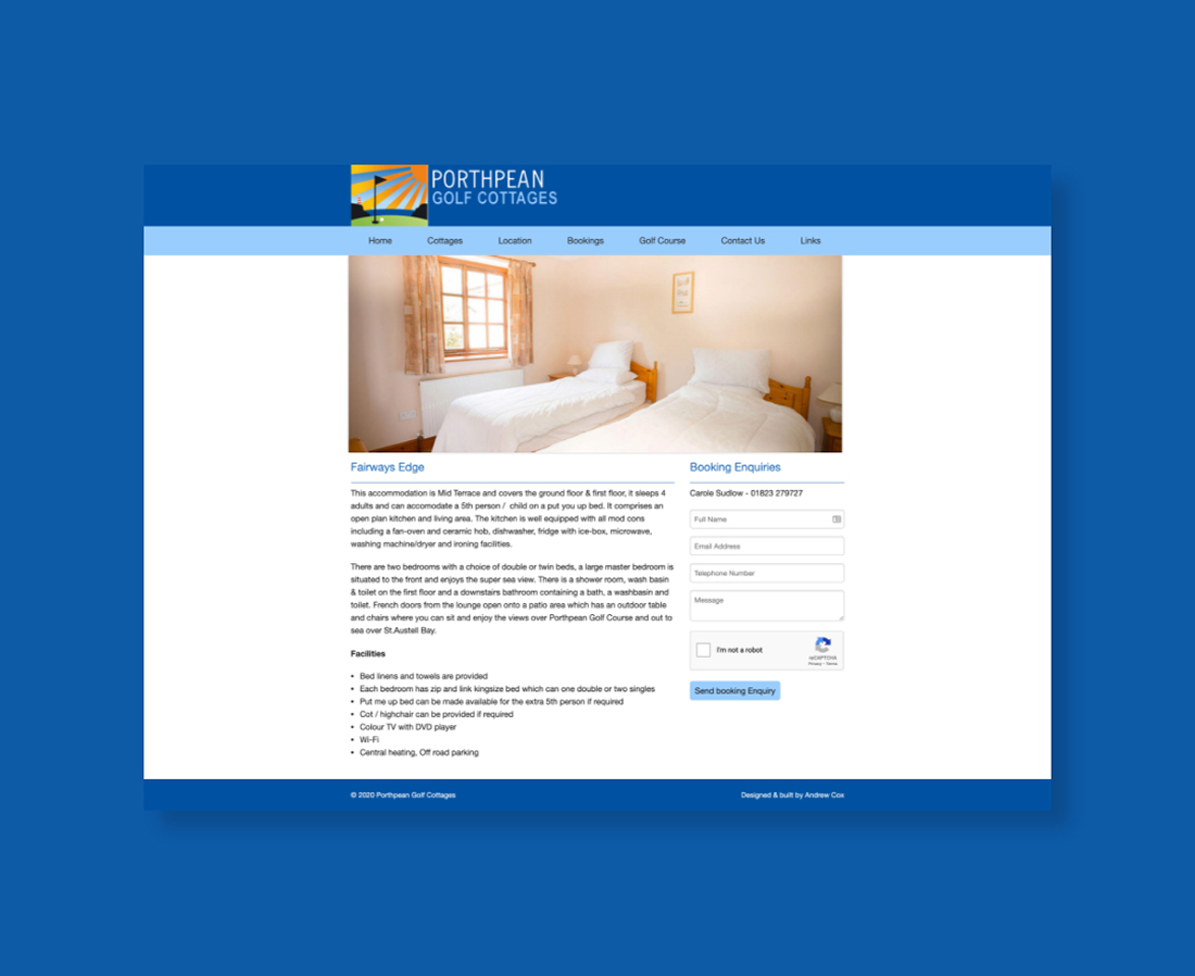 Porthpean cottage website design