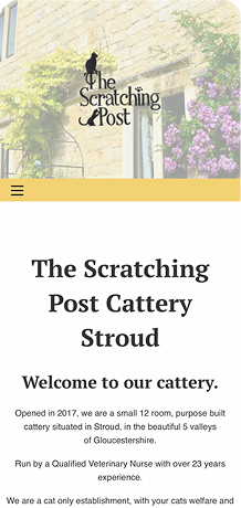 The Scratching Post home page on mobile