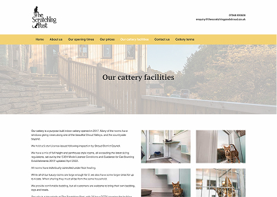 The Scratching Post website design our facilities on desktop