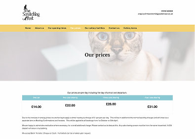 The Scratching Post website design our prices on desktop