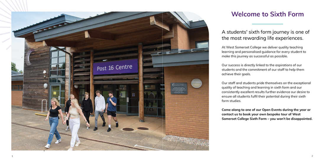 West Somerset College prospectus design page 1 and 2